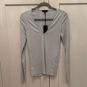 Rag & Bone Soft Blue V-Neck Long Sleeve Top
